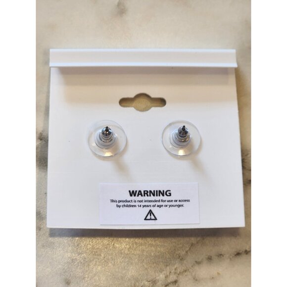 Gloria Vanderbilt Silver Tone & Blue Crystal Drop Earrings Square Round Accents - Picture 3 of 5